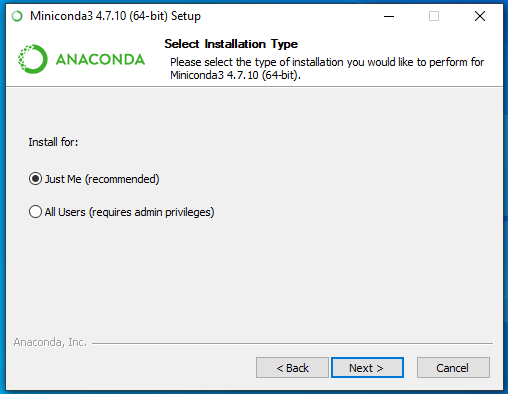 Anaconda install page 1