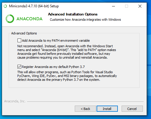 Anaconda install page 3